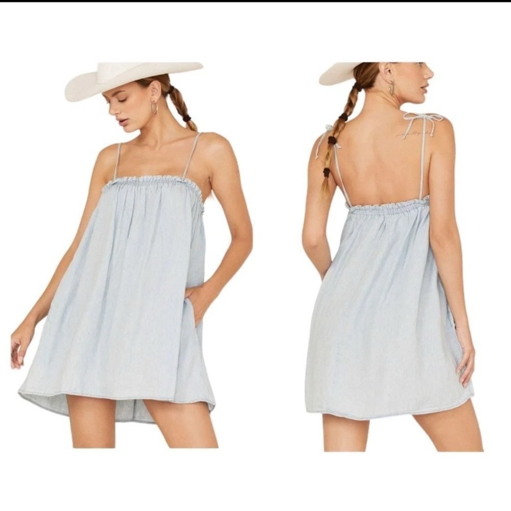 SHOW ME YOUR MUMU WOMEN'S CHAMBRAY ANGEL MINI DRESS Sz S (#2)